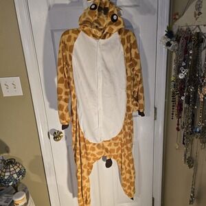 Giraffe Costume Pajamas‎ One Piece Animal Cosplay Jumpsuit Sleepwear Adult S